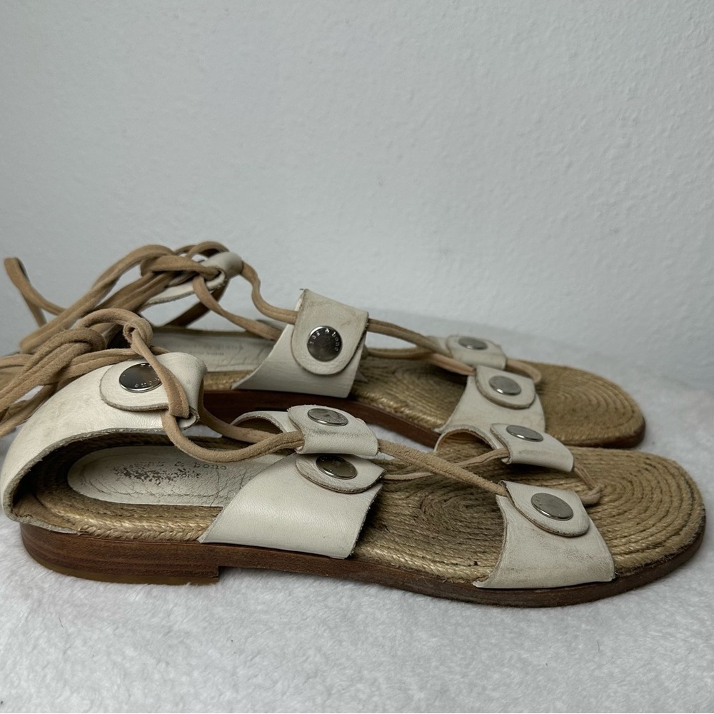Rag & Bone Evelyn Tie Up Gladiator Sandals in Ivory Size 8.5 - Picture 4 of 12